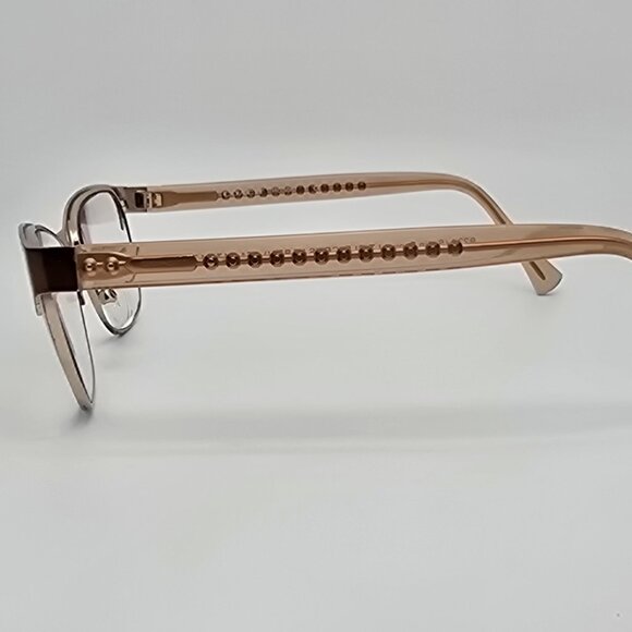 Coach HC5067 9234 Satin Brown Light Gold Crystal Brown Cat Eye Eyeglasses Frame - Picture 3 of 13